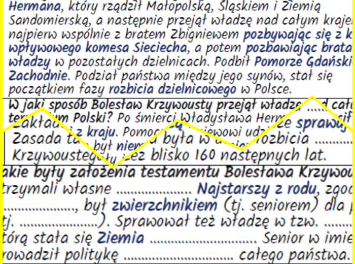 Czasy Bolesława Krzywoustego – notatki i karta pracy