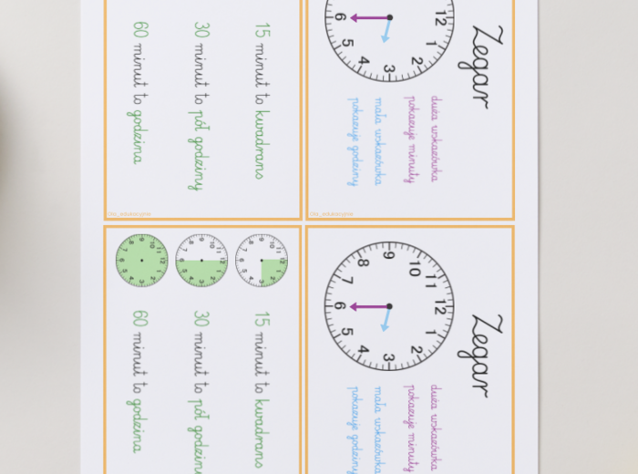 Zegar - wkleja do zeszytu
