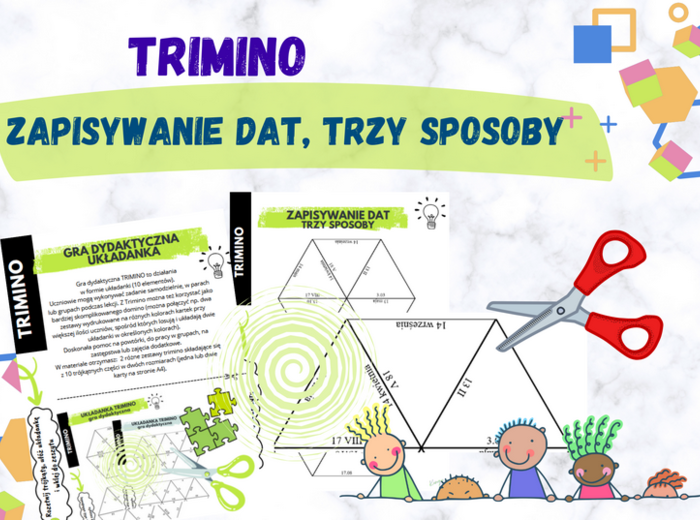 Zapisywanie dat - trzy sposoby - układanka trimino.