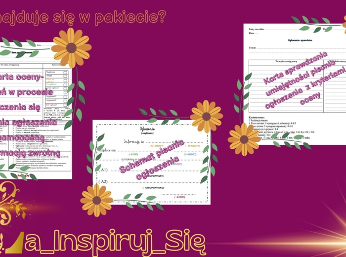 Ogłoszenie w kl. IV-VIII- karty pracy, scenariusz lekcji