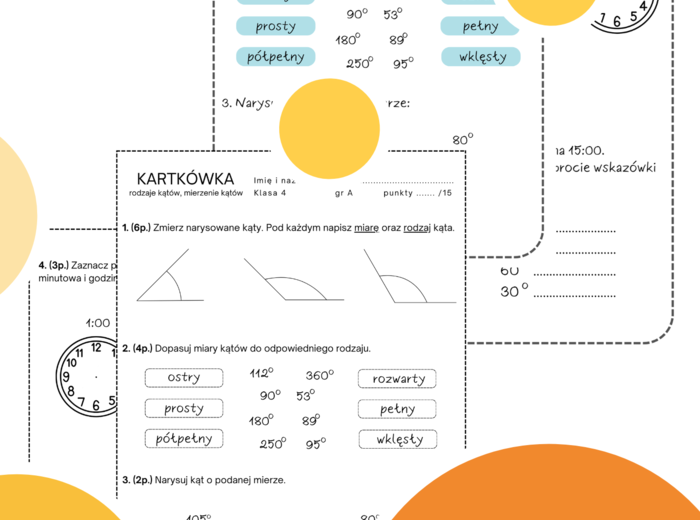 Kartkówka kąty klasa 4