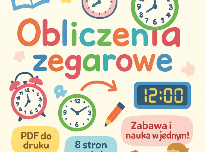 Obliczenia zegarowe. Karta pracy. Sprawdzian