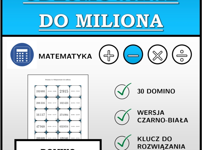 Domino - Odejmowanie do miliona | matematyka
