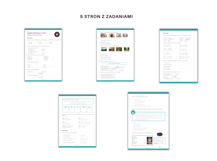 Together dla klasy 4 - dodatkowe materiały powtórzeniowe, Unit 1, język angielski, karty pracy, słownictwo i gramatyka, język angielski