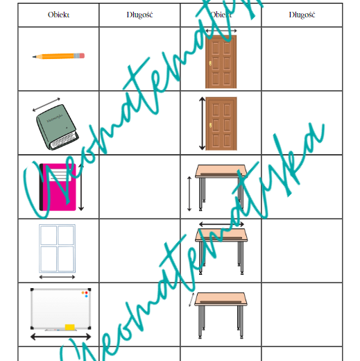 Mierzenie obiektów – Karta pracy dla klasy 4