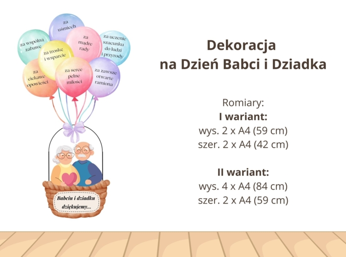 Dekoracja na Dzień Babci i Dziadka - "Babciu, dziadku dziękujemy...