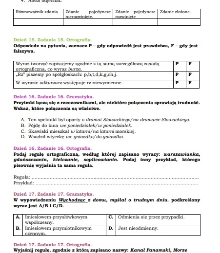 Ćwiczenia z ortografii i gramatyki egzamin ósmoklasisty