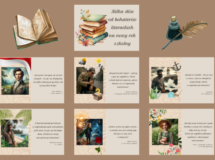 Gazetka szkolna - kilka słów od bohaterów literackich na nowy rok szkolny