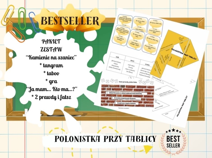Zestaw "Kamienie na szaniec" taboo, 2 prawdy 1 fałsz, ja mam...kto ma...?, tangram
