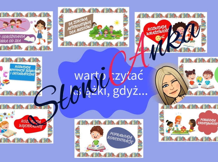 DZIEŃ KSIĄŻKI - zestaw dla klas 4-6 (gazetka, odznaki, zakładki, napis, krzyżówka)