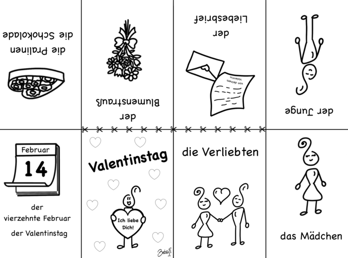Valentinstag Minibuch Vokabeln