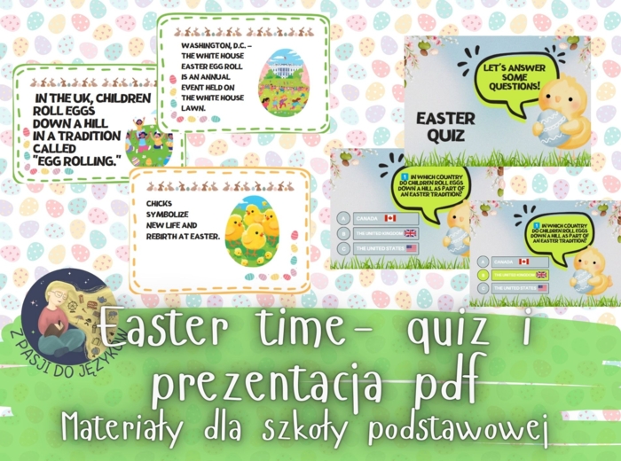 Easter trivia and presentation- darmowa prezentacja oraz quiz podsumowujący informację.