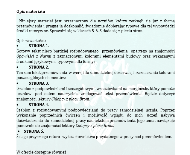 REDAGUJEMY PRZEMÓWIENIE. KROK DRUGI. ZESTAW CWICZEŃ DLA UCZNIÓW KLAS 5-6.
