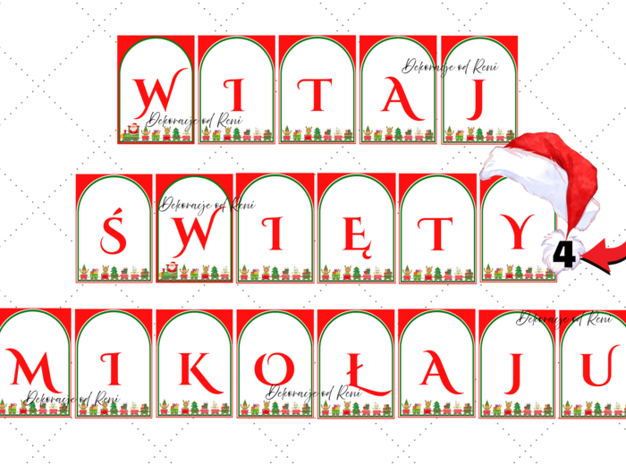 ✨ Girlanda „Witaj, Święty Mikołaju” – idealna dekoracja na mikołajki! ✨wersja 4