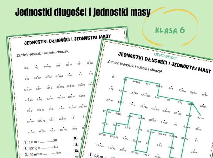 Jednostki długości i jednostki masy, kodowanie, klasa 6