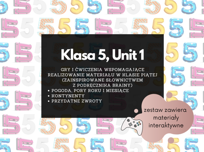 Angielski klasa 5 mini e-book: gry i ćwiczenia POGODA, MIESIĄCE, PORY ROKU, KONTYNENTY