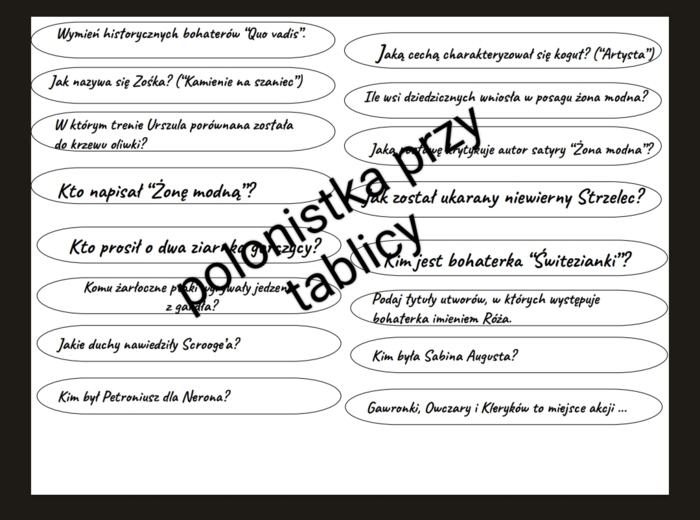 Patyczki KABOOM lektury klasa 7 i 8 czarno - biała wersja