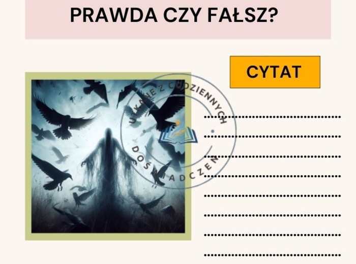 Prawda czy fałsz?-karty graficzne do lektury ,,Dziady cz. II"