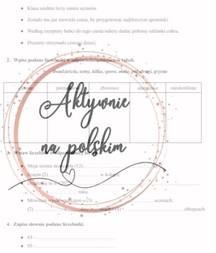 Liczebniki - kartkówka