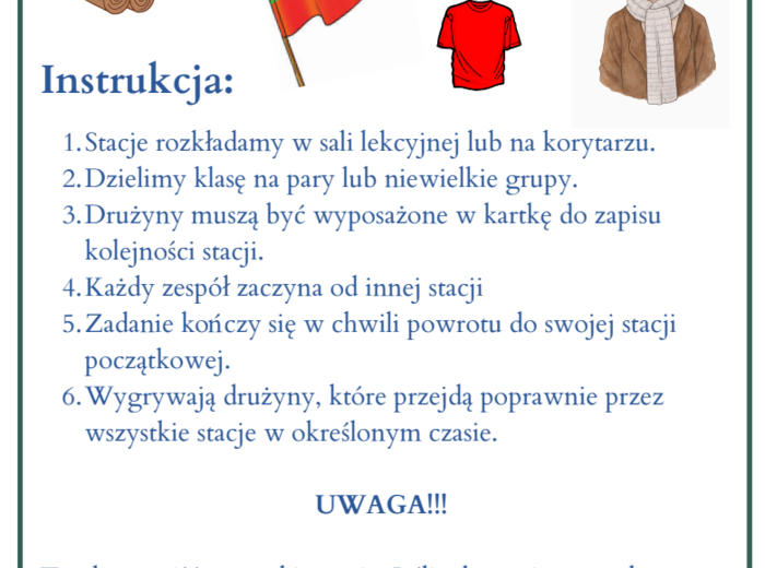 "Chłopcy z Placu Broni" - zapętlone stacje zadaniowe (lekcja w ruchu)