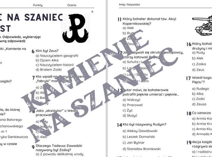 "Kamienie na szaniec" Aleksandra Kamińskiego - test znajomości lektury