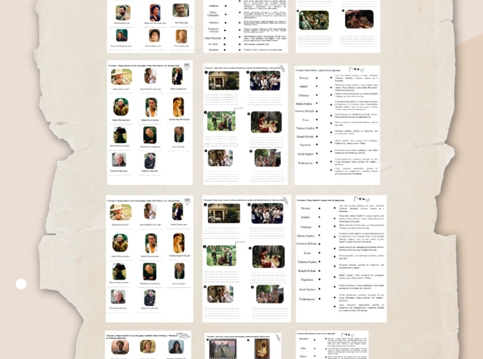 Pakiet 4 kart pracy – lektury w filmie i teatrze „Zemsta”, „Quo vadis”, „Balladyna”, „Pan Tadeusz” + odpowiedzi, egzamin ósmoklasisty z języka polskiego