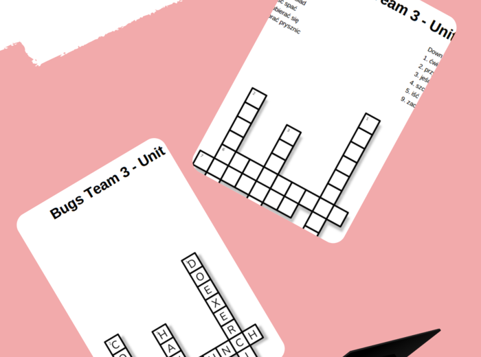 Bugs Team 3 – Unit 5 – krzyżówki – Places in Town/Money/Other