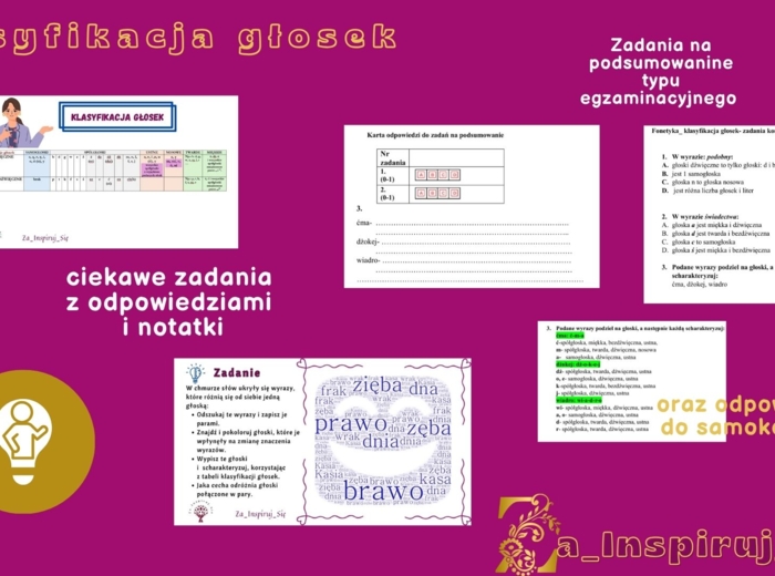 Fonetyka kl. VII-VIII- scenariusze, karty pracy, zadania egzaminacyjne