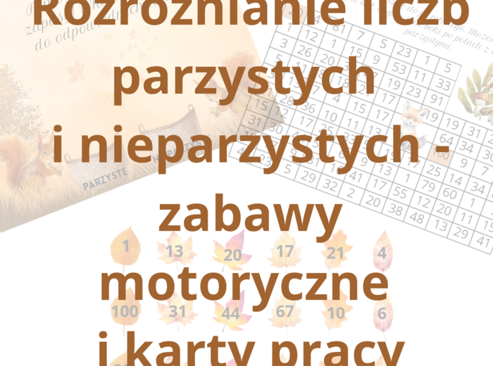 Liczby parzyste i nieparzyste - karty pracy i zabawy motoryczne