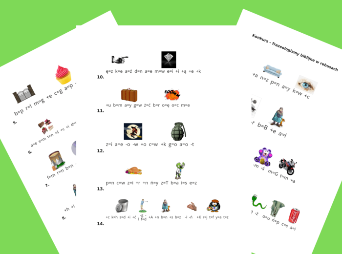 REBUSY - rebus - frazeologizmy biblijne - związki frazeologiczne - BIBLIA