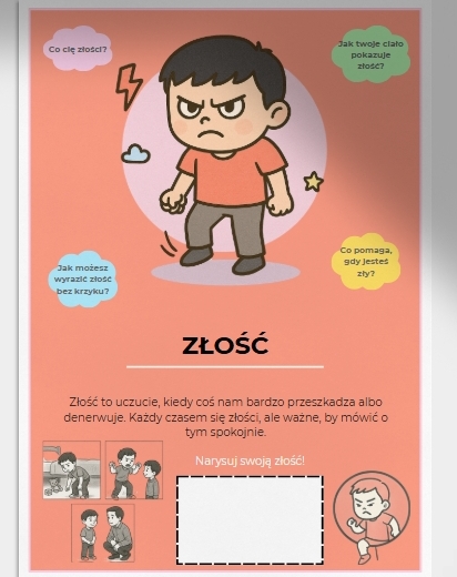 Moje pierwsze emocje – karty obrazkowe i zabawy. 20 kart. 10 zabaw. 3 kolorowanki.