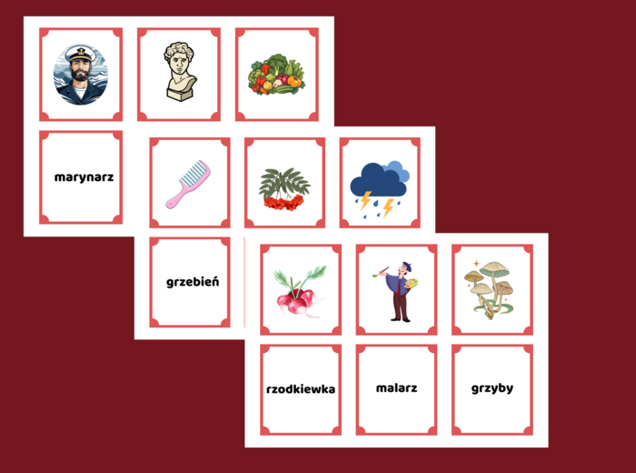 ORTOGRAFIA - wyrazy z "RZ" - memory - 30 szt.