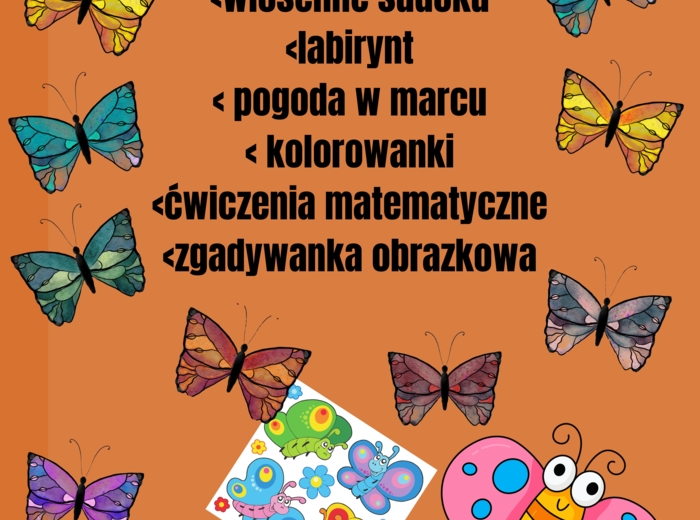 Motyle wiosenne 27 stron karta pracy