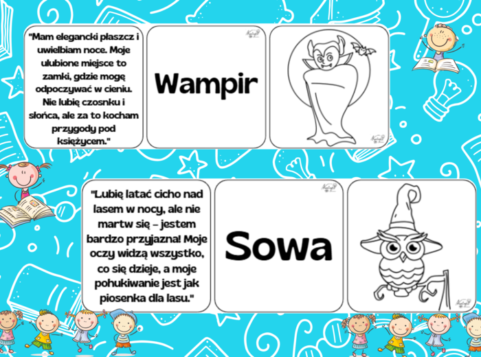 Zagadki na Halloween- wersja czarno-biała