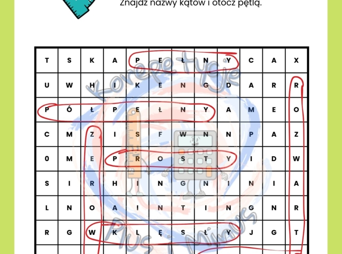 Wykreślanka rodzaje kątów