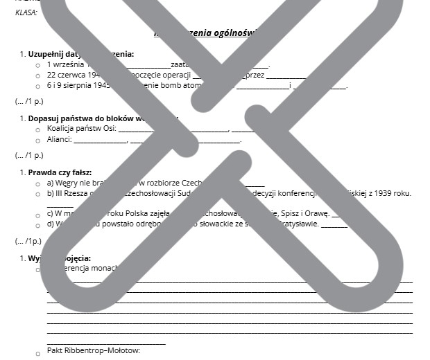 KARTA PRACY - II WOJNA ŚWIATOWA - MATERIAŁ DYDAKTYCZNY