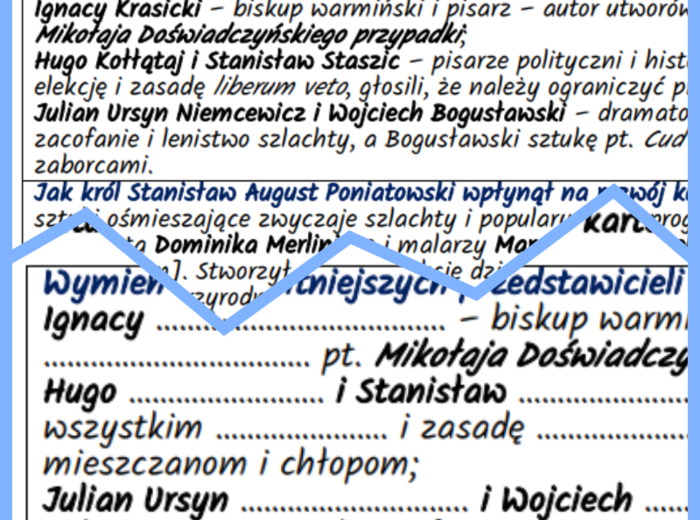 Kultura polska w dobie oświecenia – notatki i karta pracy (MATERIAŁ za darmo)