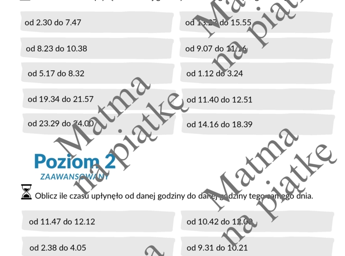 CZAS/PRAKTYCZNE ZASTOSOWANIA MATEMATYKI/Karta pracy/Klasa 4 SP./ Klasa 5 SP./ Klasa 6 SP.