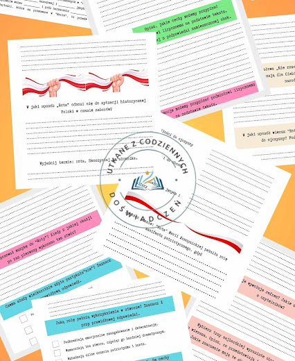 "Rota" M. Konopnickiej- zbiór zadań na lekcję języka polskiego, stacje zadaniowe