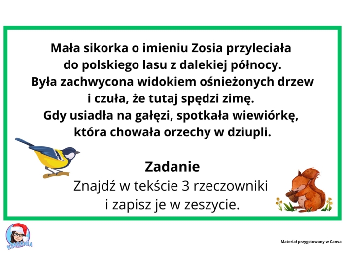 Oczekiwanie na święta z sikorką Zosią.