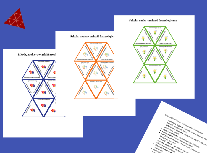 POWRÓT DO SZKOŁY - szkoła - nauka - trimino - FRAZEOLOGIZMY - związki frazeologiczne - 9 elementów + odpowiedzi