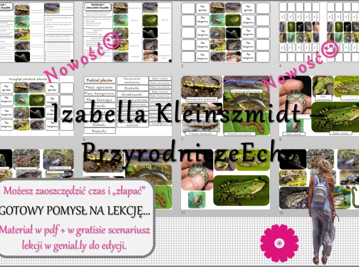 Pomysł na lekcję/karta pracy/stacje zadaniowe/ materiał do lekcji do tematu „Przegląd i znaczenie płazów” w pdf. W gratisie niekomercyjny scenariusz lekcji/pomysł na lekcję w programie genial.ly do edycji. Biologia 6. Dział „Kręgowce zmiennocieplne”.
