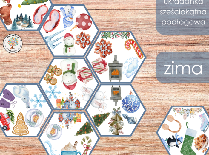 Układanka sześciokątna podłogowa - zima