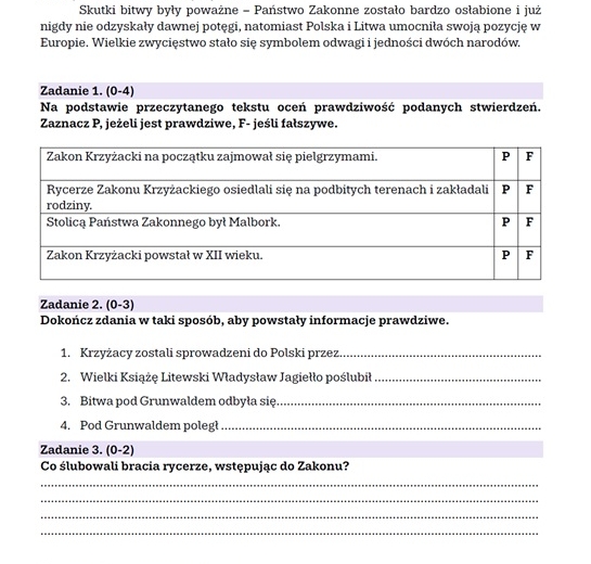 Karta pracy "Zakon Krzyżacki"