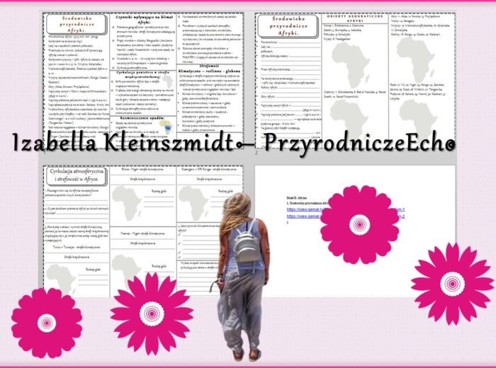 Minizestaw do tematu „Środowisko przyrodnicze Afryki” – sketchnotka + karta pracy w pdf + gratisowy link do prezentacji multimedialnej niekomercyjnej wykonanej w genial.ly do indywidualnego pobrania i użycia do celów niekomercyjnych. Geografia 8, Dział „