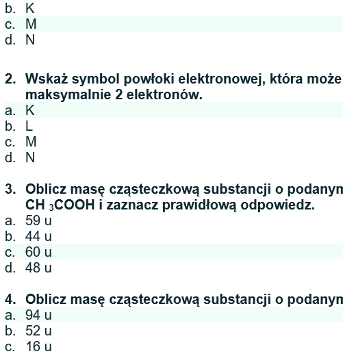Sprawdzian ATOMY I CZĄSTECZKI