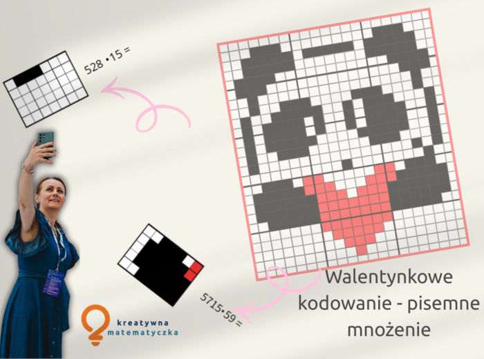 Walentynkowe kodowanie - pisemne mnożenie. Matematyka kl. 4-8. zajęcia wyrównawcze. Zastępstwo.