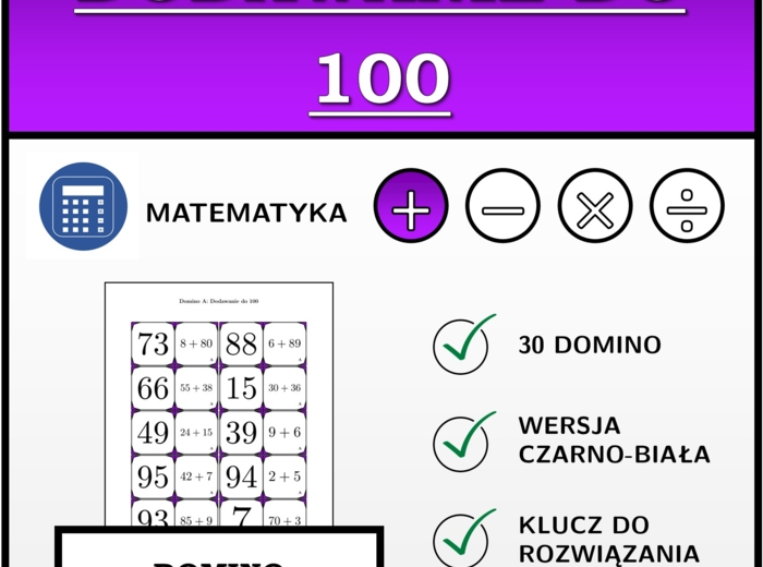 Domino - Dodawanie do 100 | matematyka