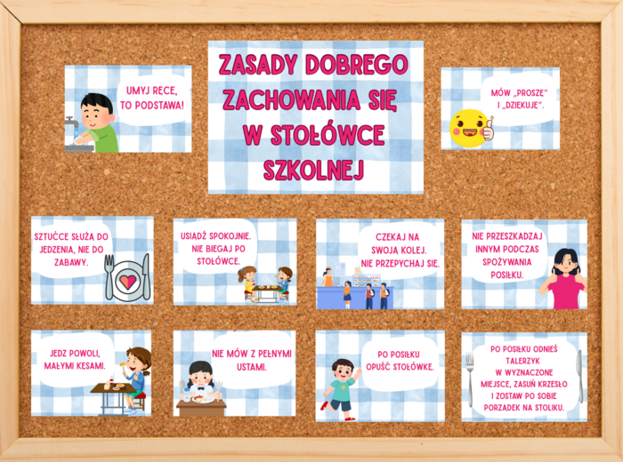 Zasady dobrego zachowania się w stołówce szkolnej GAZETKA