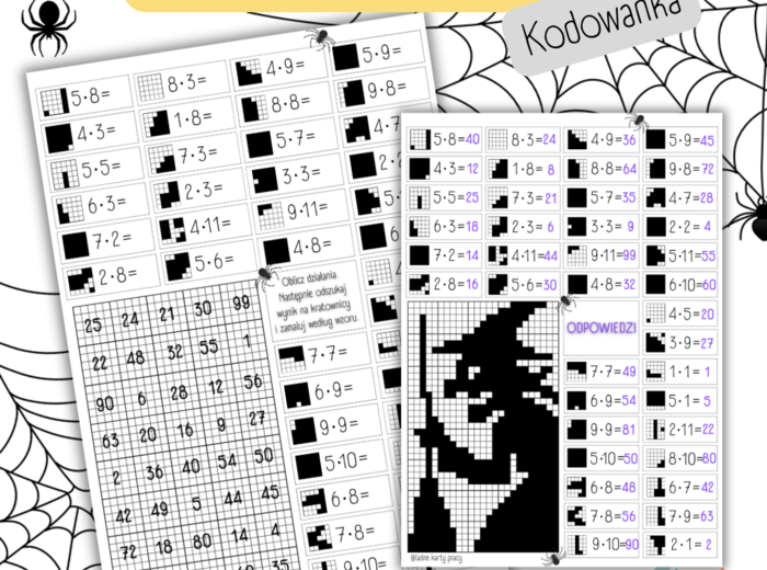 TABLICZKA MNOŻENIA - Halloween – kodowanka/bloksy